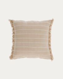 Fodera per cuscino Sweeney 100% cotone strisce bianco e beige 45 x 45 cm