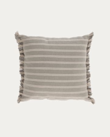 Funda cojín Sweeney 100% algodón rayas blanco y gris 45 x 45 cm