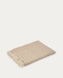 Sweeney 100% cotton blanket with beige and white stripes 170 x 130 cm