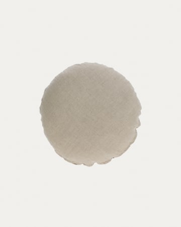 Tamanne 100% linen round cushion cover in beige Ø 45 cm