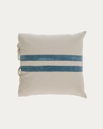 Ziza 100% cotton cushion cover with thick blue and white stripes 45 x 45 cm
