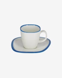 Odalin blue and white porcelain mug with saucer