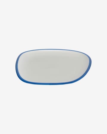 Assiette plate Odalin en porcelaine blanche et bleue