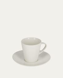 Pierina large porcelain coffee cup and saucer in white