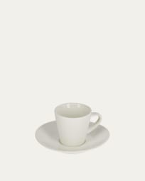 Pierina small porcelain coffee cup and saucer in white