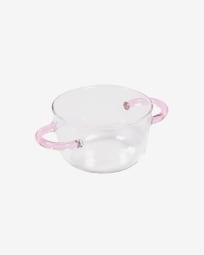 Dusnela transparent and pink glass bowl