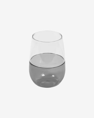 Bicchiere Inelia grande in vetro trasparente e grigio