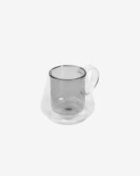Kimey small transparent and grey glass mug
