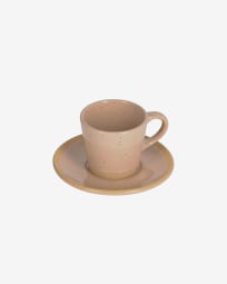Taza de café con plato Tilia de cerámica beige