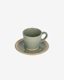Tilia ceramic coffee cup with plate in dark green