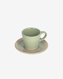 Tilia ceramic coffee cup and saucer light green