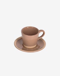 Tasse à café avec soucoupe Tilia en céramique marron clair