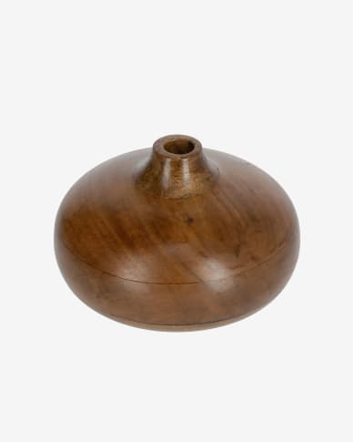 Tyara solid acacia wood vase, 10 cm