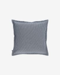 Aleria cotton cushion cover with blue and white stripes 45 x 45 cm