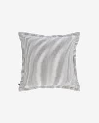 Aleria cotton cushion cover with white and blue stripes 45 x 45 cm