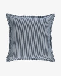 Aleria cotton cushion cover with white and blue stripes 60 x 60 cm