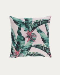 Hermie cushion cover with green leaves 45 x 45 cm