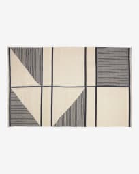 Teppich Bernardine aus Wolle und Baumwolle schwarz und weiß 160 x 230 cm