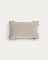 Celmira 100% cotton cushion cover in beige with grey embroidery 30 x 50 cm
