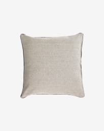 Celmira 100% cotton cushion cover in beige with grey embroidery 45 x 45 cm
