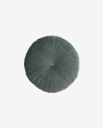 Brunetta round cushion in dark turquoise velvet Ø 35 cm