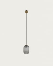 Hestia metal ceiling light with brass finish and grey glass