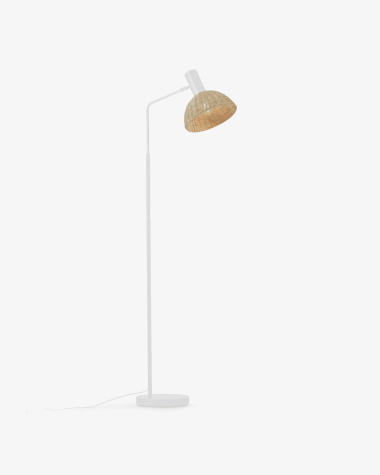 Damila floor lamp in metal with white finish and rattan with natural finish1