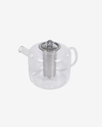 Laude transparent and white glass teapot