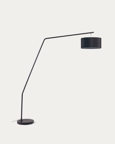 Ciana floor lamp in black finished metal with a cotton lampshade