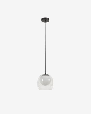 Belkis ceiling light in glass and metal with black finish