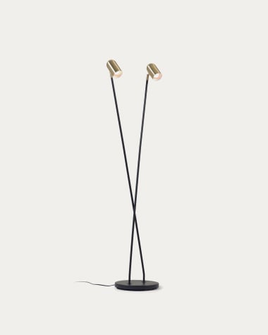 Clemence floor lamp in black metal with gold finish lampshades UK adapter