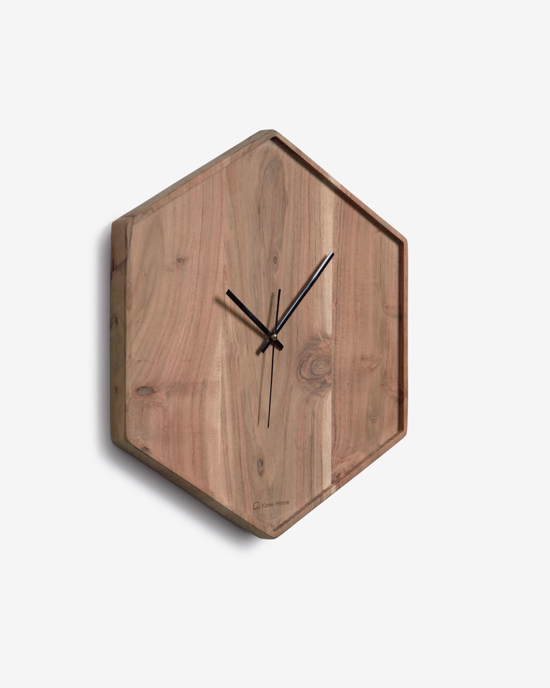 Orologio esagonale da parete Zakie legno massiccio di acacia finitura  naturale 355x405cm | Kave Home