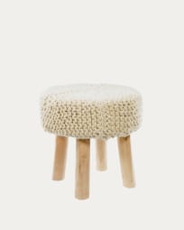 Beneda 100% wool footstool in white Ø 40 cm