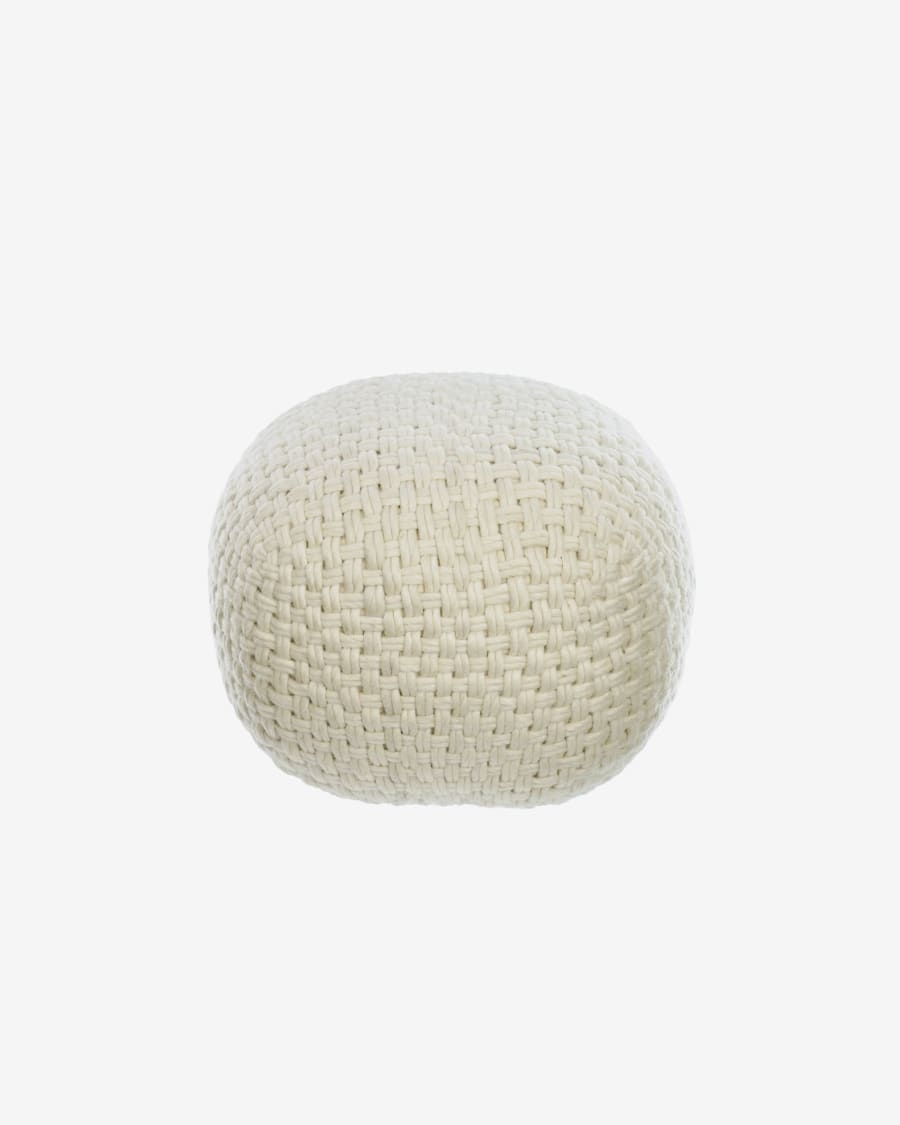 gebruik Nodig hebben Begrafenis Poef Beneda 100% wol in wit Ø 50 cm | Kave Home
