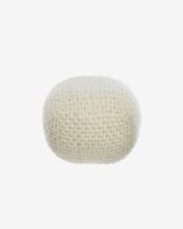 Betty round 100% wool pouffe in white Ø 50 cm