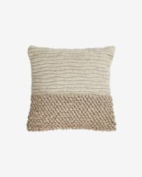 Maday wool and cotton cushion cover in beige 45 x 45 cm