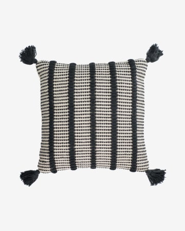 Maine 100% cotton cushion cover with black and white stripes 45 x 45 cm