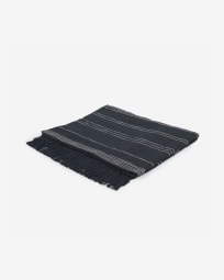 Adalgisa recycled cotton blanket with black and white stripes 130 x 170 cm