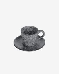 Tasse à café Airena avec soucoupe en céramique noire