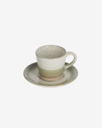 Elida coffee cup and saucer in beige and green