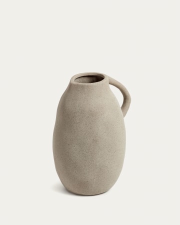 Yandi Vase aus Keramik mit beigem Finish 24,5 cm