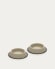 Dalitso kleine set van 2 roestvrijstalen voer/drinkbakken beige Ø 21 cm