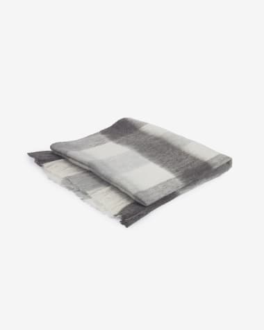Catarina white and grey check blanket 125 x 150 cm