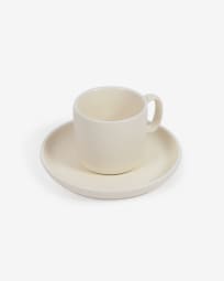 Tasse à café avec soucoupe Roperta en porcelaine beige