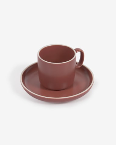 Roperta porcelain coffee cup and saucer in terracotta