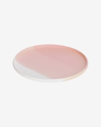 Plato plano Sayuri de porcelana rosa y blanco