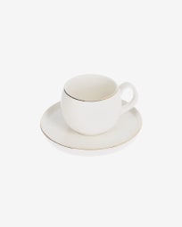 Koffiekop en schotel Taisia van porselein in wit