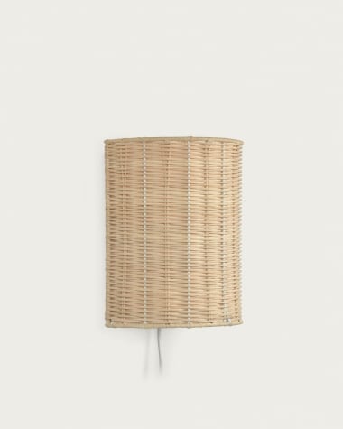 Kimjit wall light in rattan with natural finish UK adapter