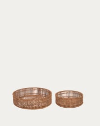 Coleenn set of 2 round trays in 100% rattan with natural finish