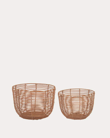 Dalina set of 2 round baskets in 100% rattan with natural finish
